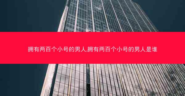 拥有两百个小号的男人,拥有两百个小号的男人是谁