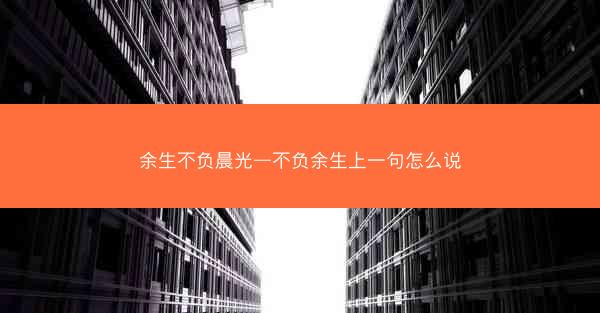 余生不负晨光—不负余生上一句怎么说
