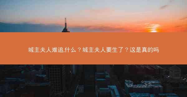 城主夫人难追,什么？城主夫人要生了？这是真的吗