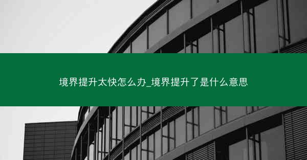 境界提升太快怎么办_境界提升了是什么意思